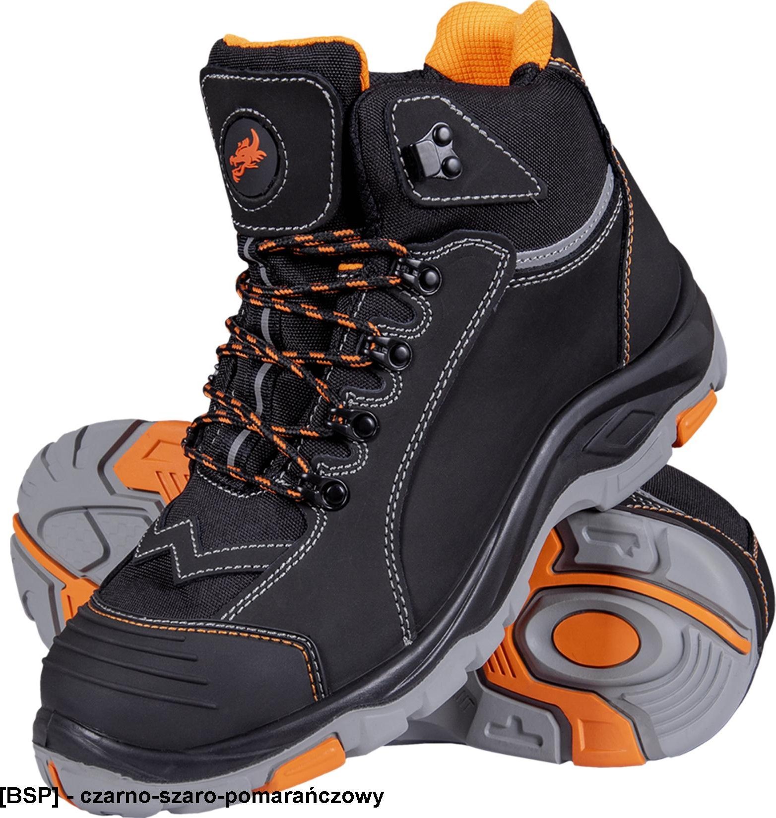 R.E.I.S. BRWINSON-T - nubukowe trzewiki bezpieczne, podnosek, wkładka, antypoślizgowe, olejoodporne, odblaski 40