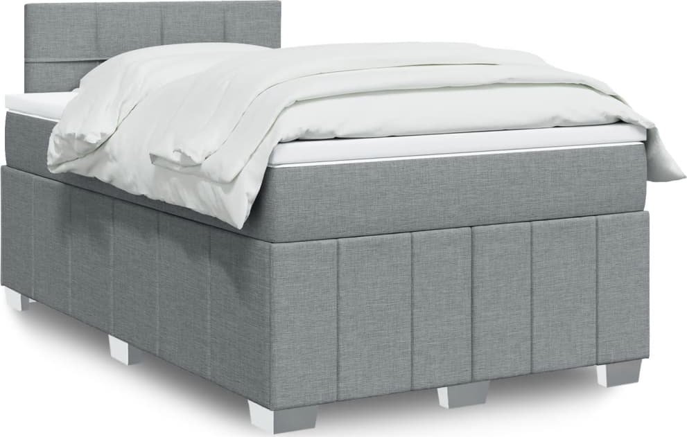 vidaXL vidaXL Łóżko kontynentalne z materacem, jasnoszare, 120x190 cm tkanina