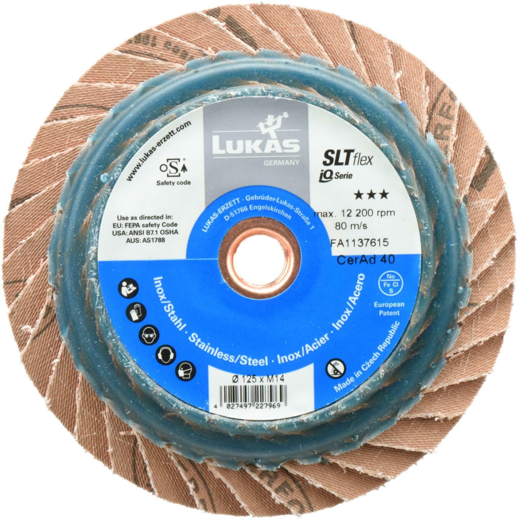 LUKAS ŚCIERNICA LISTKOWA 125mm P 40 SLTFLEX CERAMIC AD IQ-SERIES