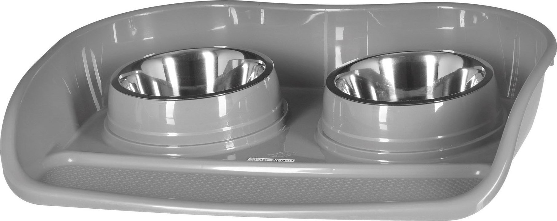 Barry King Zestaw: 2x miska 1,3L ze stali nierdzewnej + podkładka dla psów, szary, 66x49x12cm