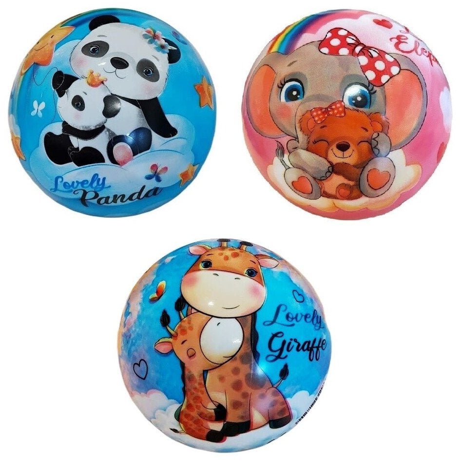 Piłka 14cm zwierzęta3wz 12szt w torbie 34469 31186
