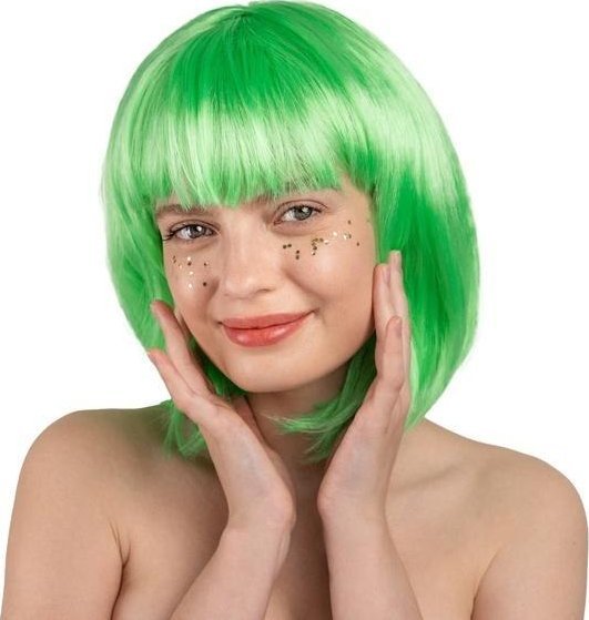 Peruka Kleopatra neonowa zielona