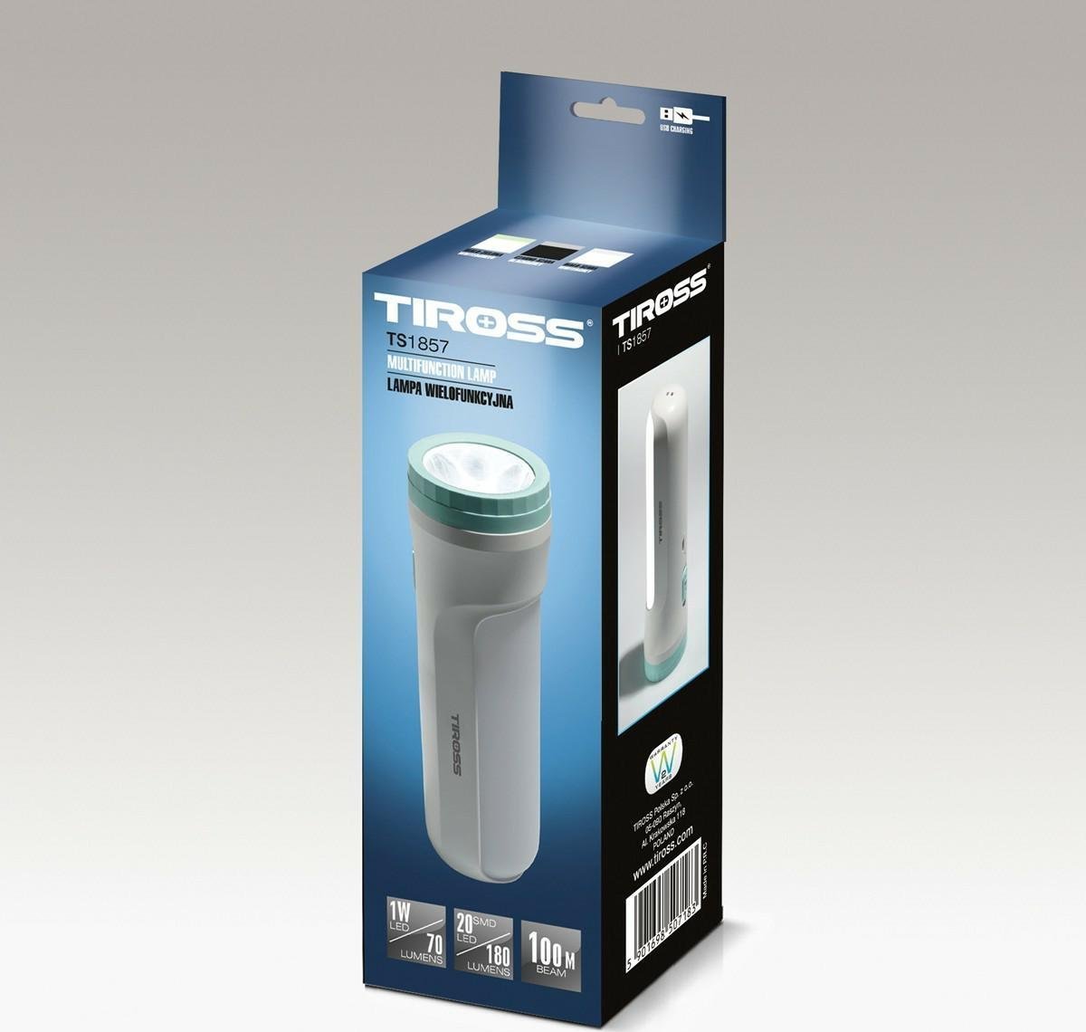 Latarka Tiross TIROSS LATARKA ŁADOWALNA LED 1W LED COB TS1857