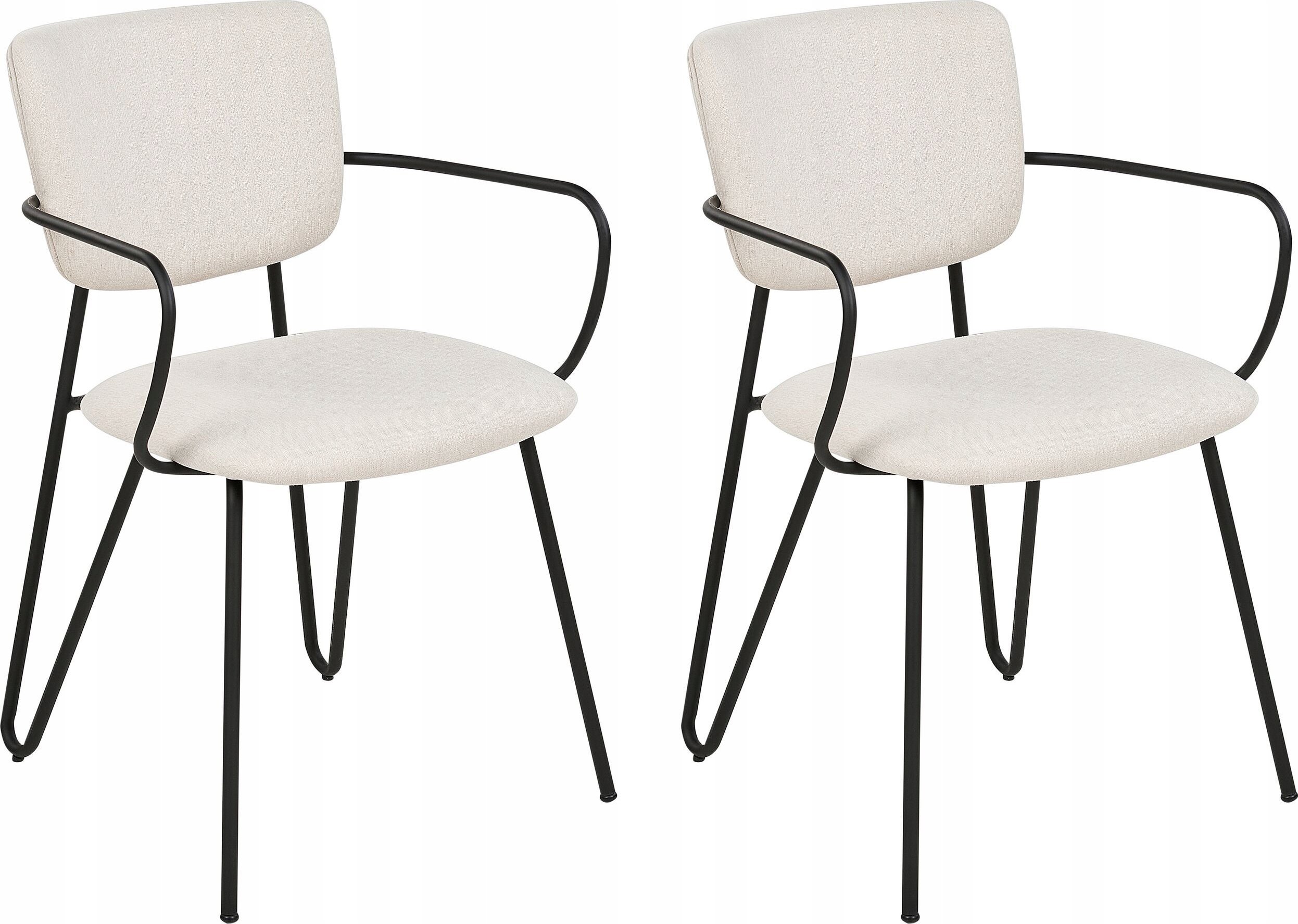 Beliani Tkanina Krzesło do jadalni Zestaw 2 Kremowy ELKO