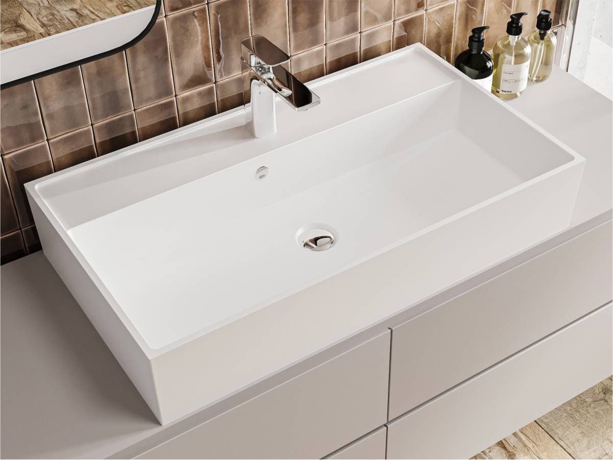 Umywalka nablatowa MIRAGGIO CRASS 80*46*15 Połysk Biała 0001872