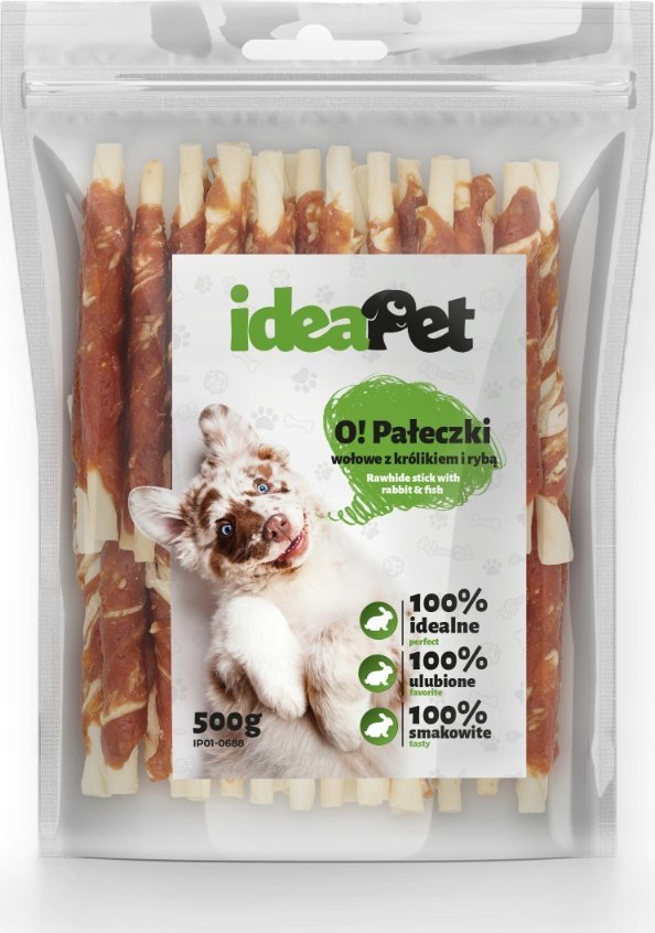 IdeaPet IDEAPET 500g PAŁECZKI WOŁOWE Z KRÓLIKIEM I RYBĄ
