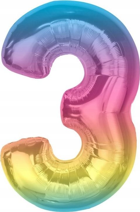 GoDan Balon foliowy cyfra 3 tęczowa Smart 92cm