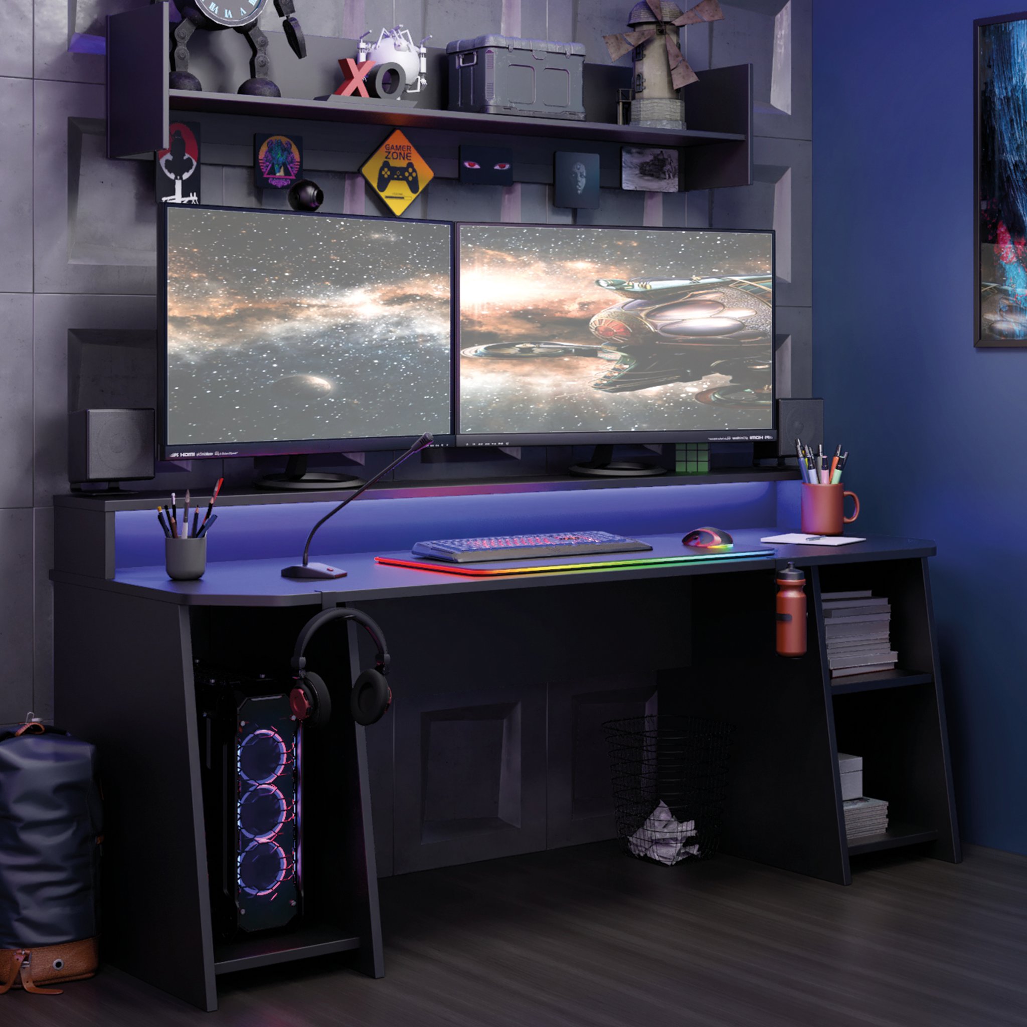 Biurko Gamingowe Supernova215 Led - Czarne