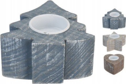 Koopman Świecznik drewniany tealight choinka 10,5 cm