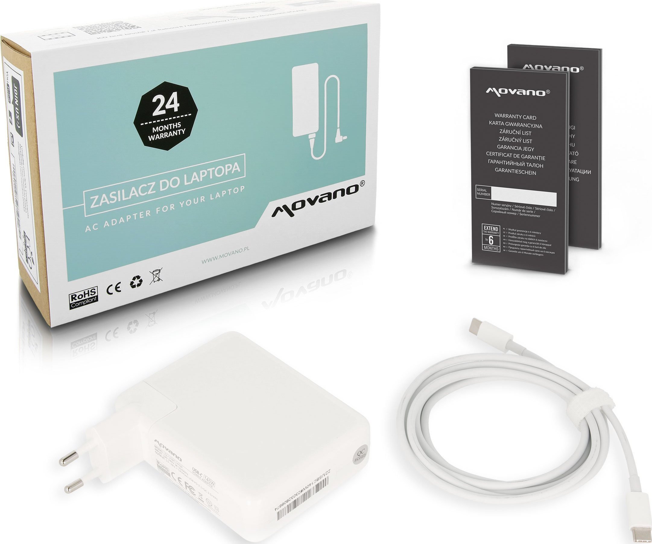 Zasilacz do laptopa Movano Zasilacz Ładowarka USB-C 140W do laptopa