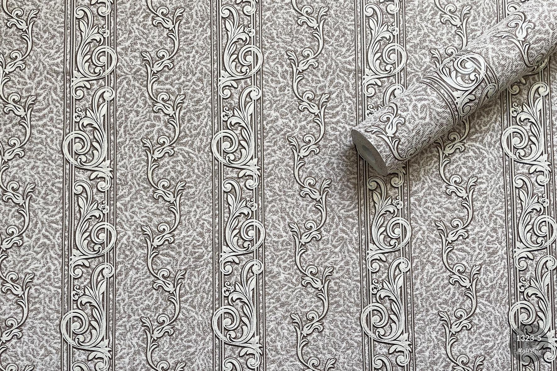 MallDeco TAPETA WINYLOWA MODEL ESMERALDA DUNGA, CIEMNOBRĄZOWA