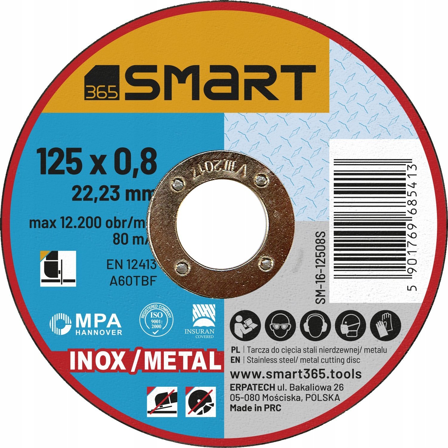 SMART365 tarcza do cięcia inox/metal 125x0,8mm [25szt]