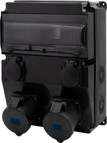 F-Elektro Rozdzielnica czarna CAJA 12M SCENIC - gniazda 16A/3P, 32A/3P, 2x230V F3.2897