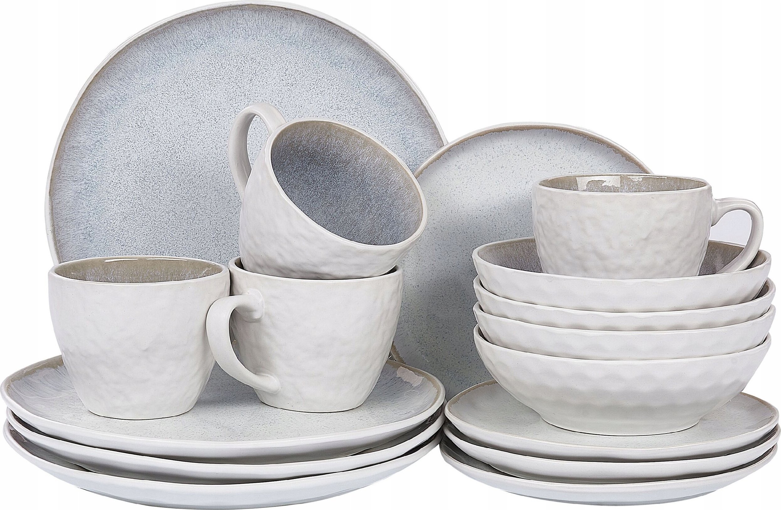 Beliani 16-częściowy zestaw naczyń z kamionki jasnoszary SESAME