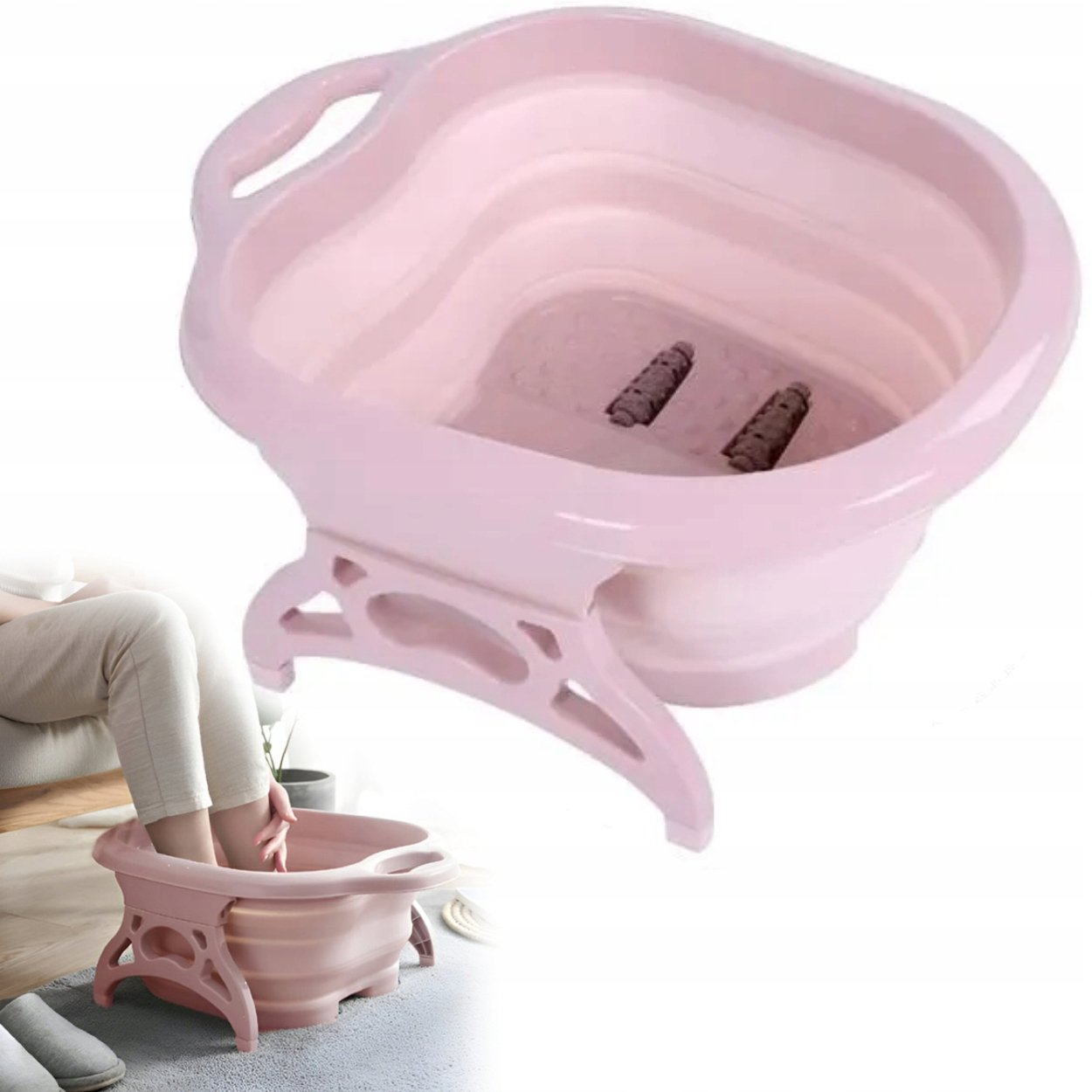 PRZENOŚNY SKŁADANY MASAŻER DO STÓP SPA WANNA Z ROLKAMI RELAKS