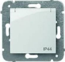 Elektro-Plast Gniazdo Carla z uziemieniem przesłonami i klapą srebrne (1736-16)