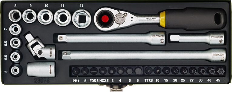 Proxxon Zestaw kluczy nasadowych Proxxon 1/4 cala [32 cz.]