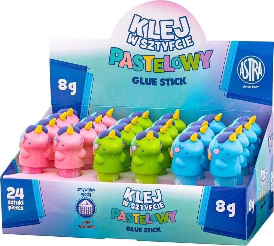 Klej w sztyfcie 8g z nakładkami 3D Unicorn (24szt)