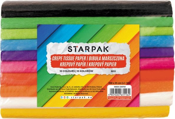 Starpak Bibuła marszczona 25x200cm MIX kol. 10 szt. (133235)