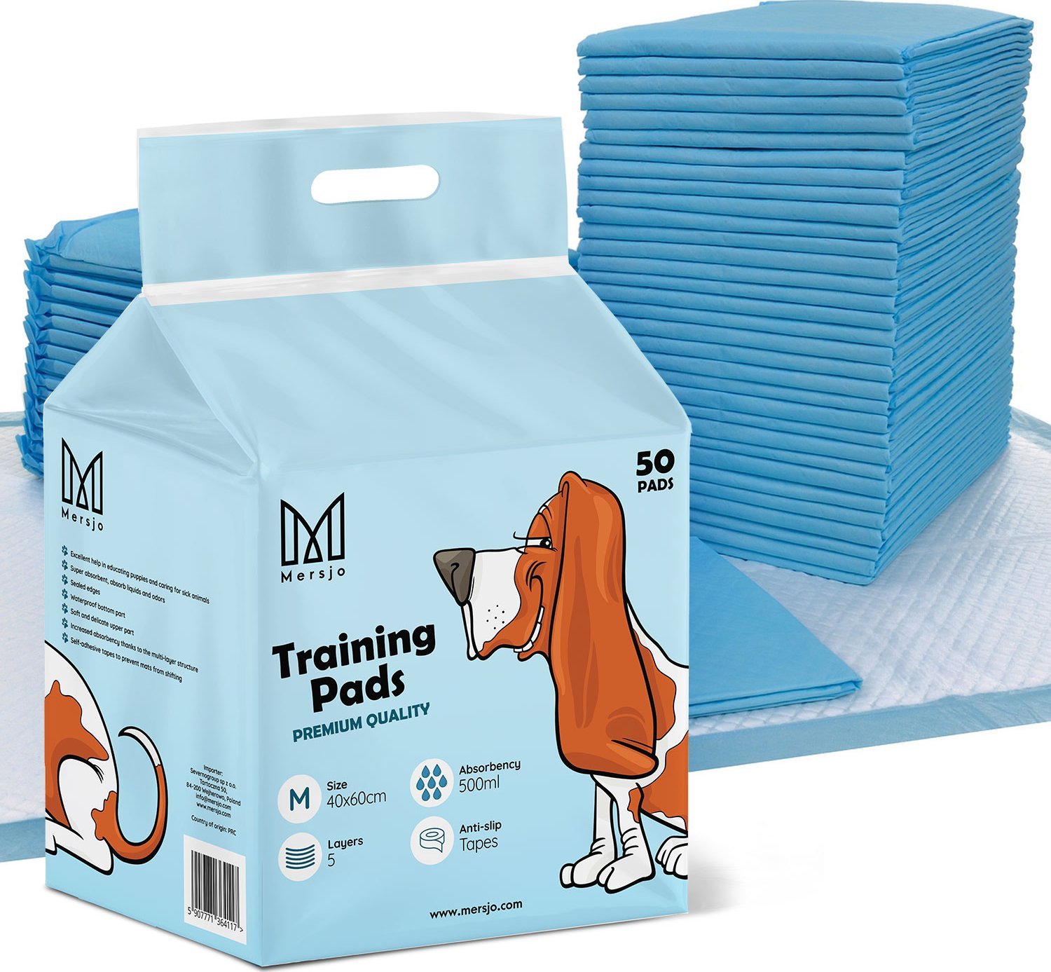 Podkłady higieniczne dla zwierząt maty dla psa Mersjo M 40x60 (50 szt.)