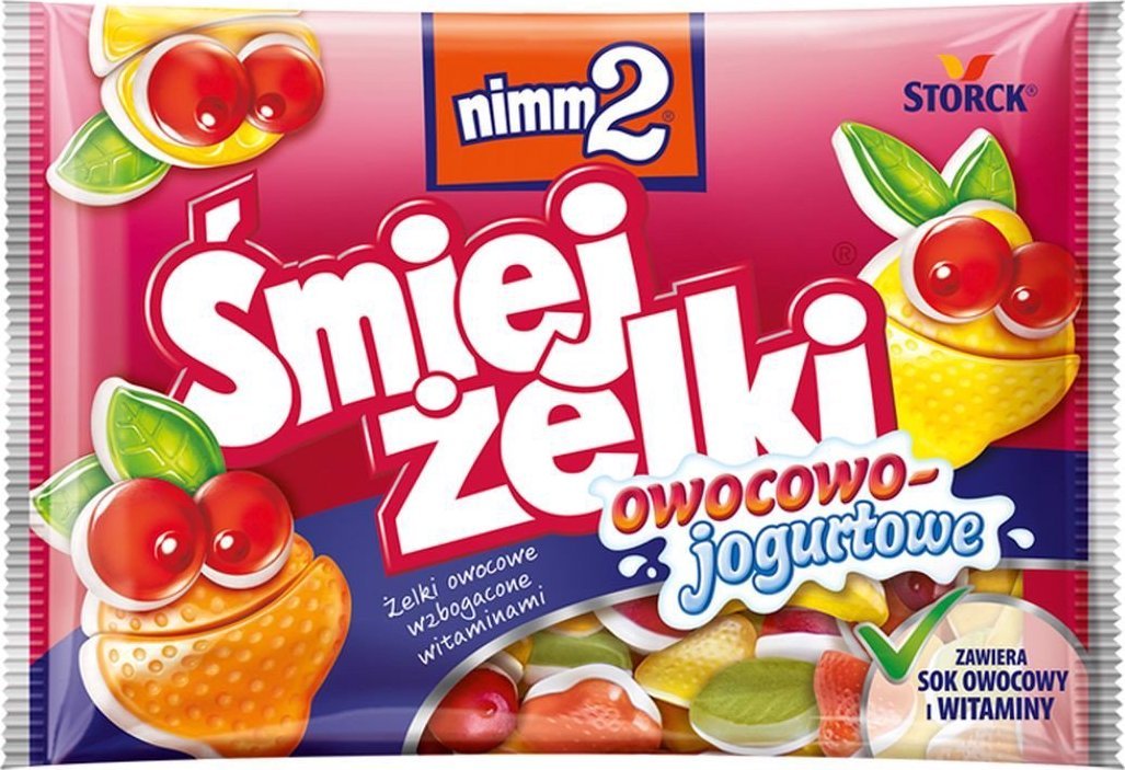 Nimm2 nimm2 Śmiejżelki owocowo-jogurtowe Żelki owocowe wzbogacone witaminami 100 g