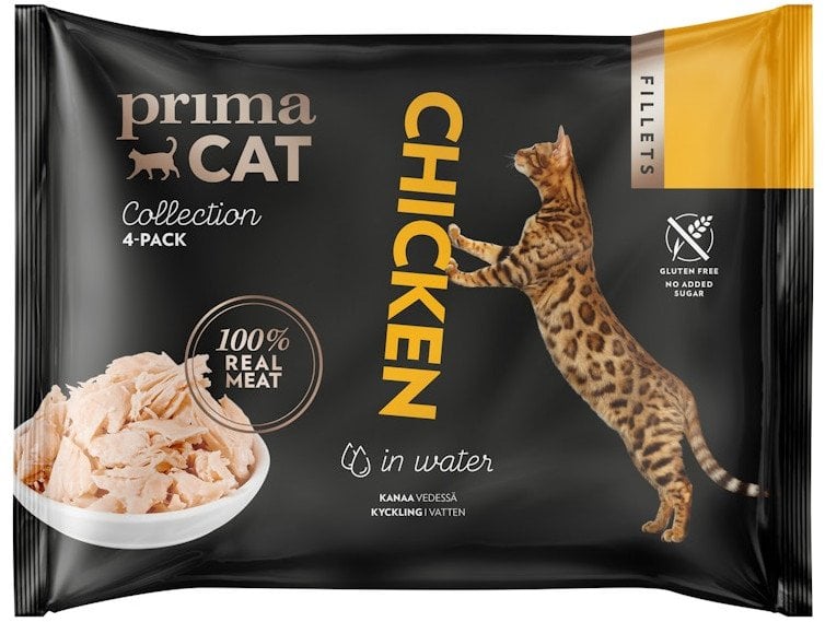 PRIMACAT FILLETS CHICKEN IN WATER 4X50G