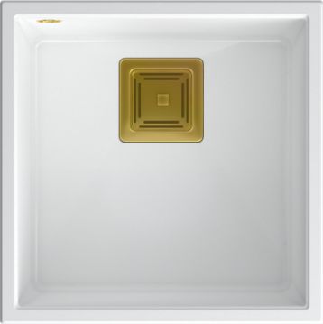 Zlewozmywak Quadron DAVID 40 GraniteQ snow white/elementy złote