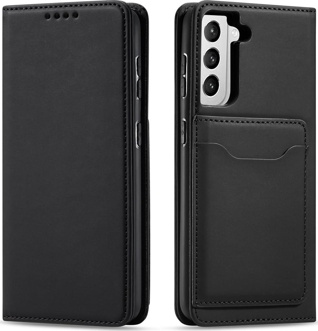Hurtel Magnet Card Case etui do Samsung Galaxy S22+ (S22 Plus) pokrowiec portfel na karty kartę podstawka czarny