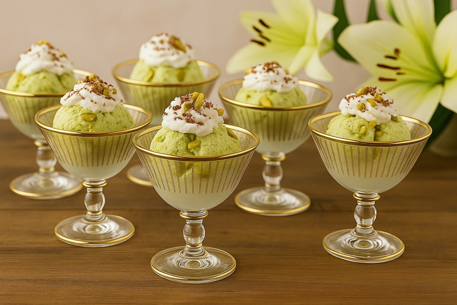 Komplet 6 pucharków do lodów Koral Gold