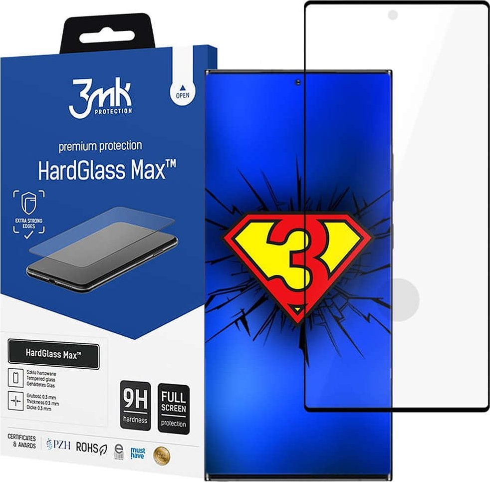 3MK Szkło hartowane 3MK HardGlass Max Samsung Galaxy S23 Ultra czarne Finger Print