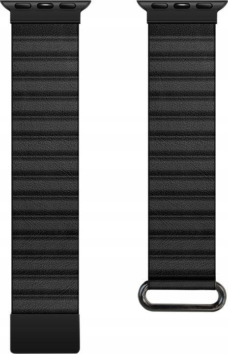 Crong Crong Eclipse - Skórzany pasek magnetyczny Apple Watch 42/44/45/49 mm (czarny)