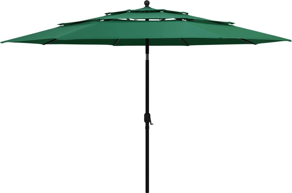 vidaXL 3-poziomowy parasol na aluminiowym słupku, zielony, 3,5 m