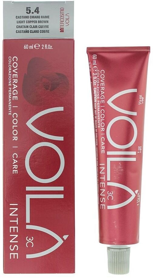 Intercosmo, Voila 3C Intense, Permanent Hair Dye, 5.4 Light Copper Brown, 60 ml For Women