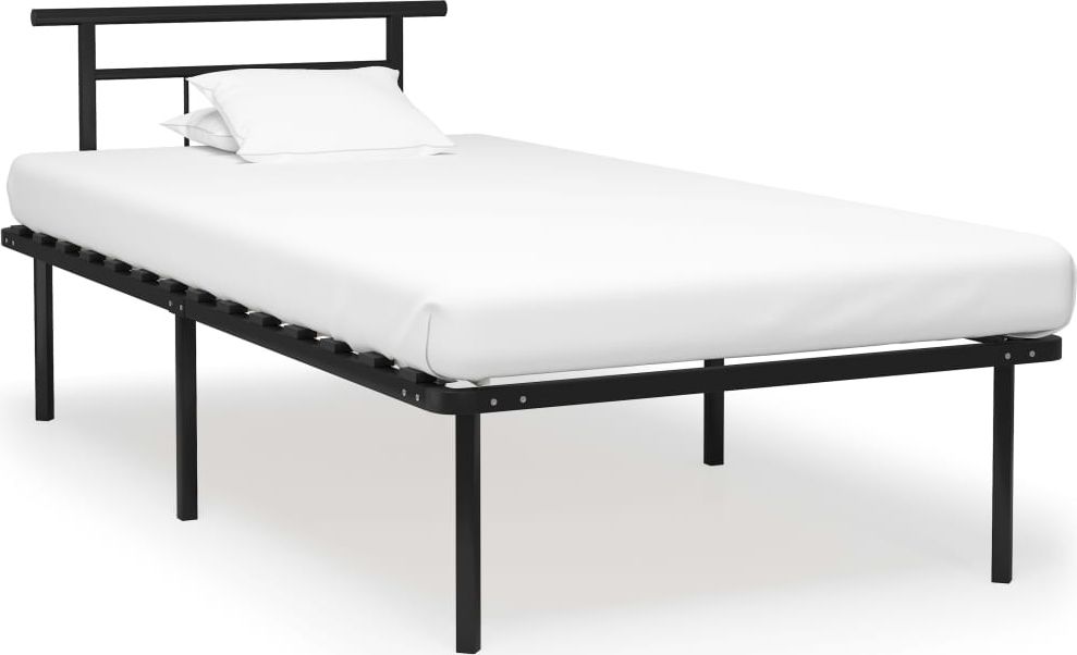 vidaXL Rama łóżka, czarna, metalowa, 100 x 200 cm