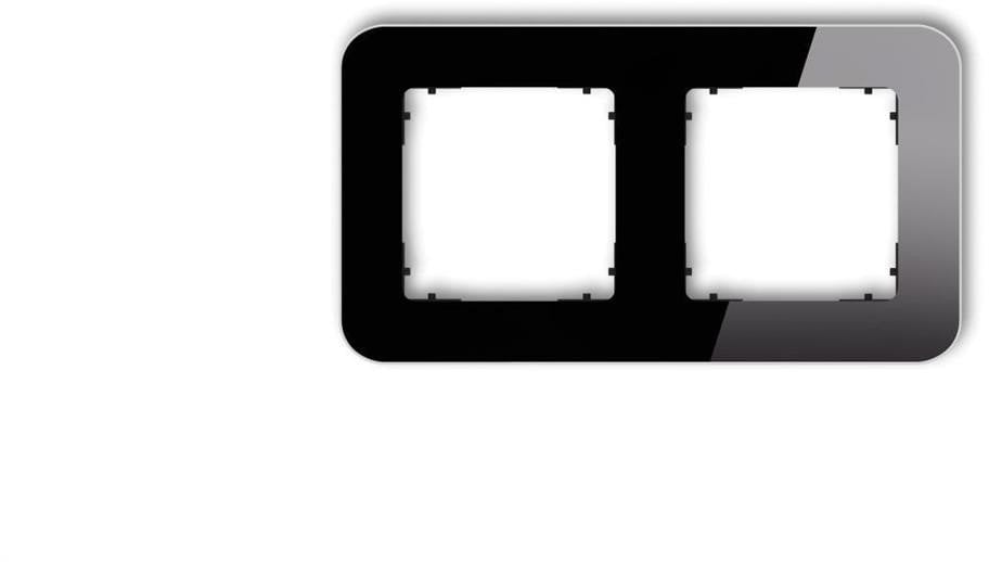 ICON Ramka uniwersalna podwójna zaokrąglona - efekt szkła (ramka: czarna spód: czarny) 12-12-IRSZ-2