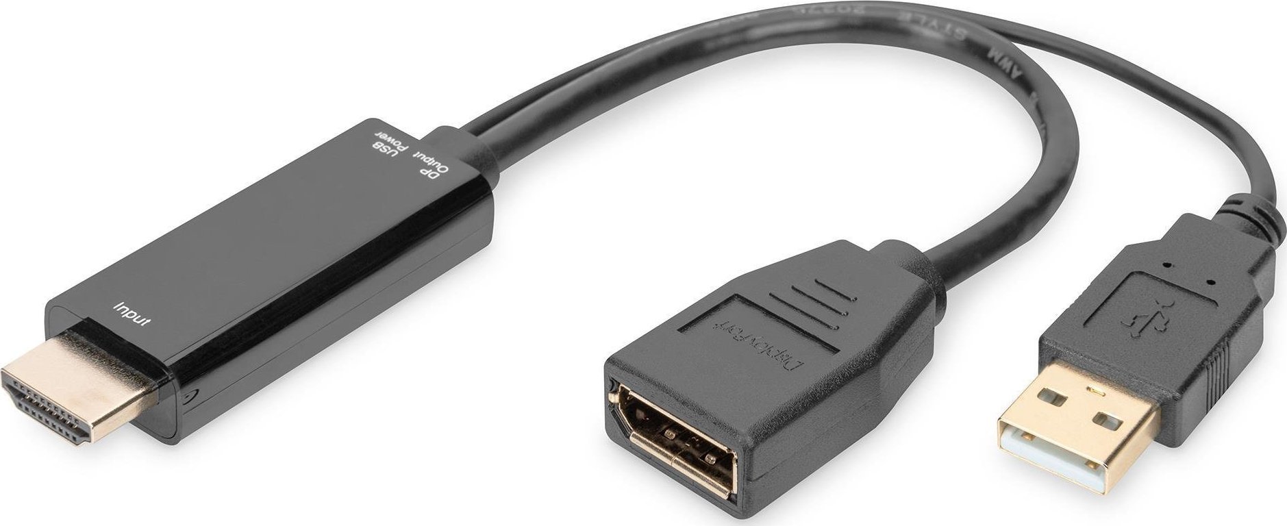 Adapter AV Digitus DIGITUS 4K HDMI Adapter - HDMI auf DisplayPort 0,2m schwarz