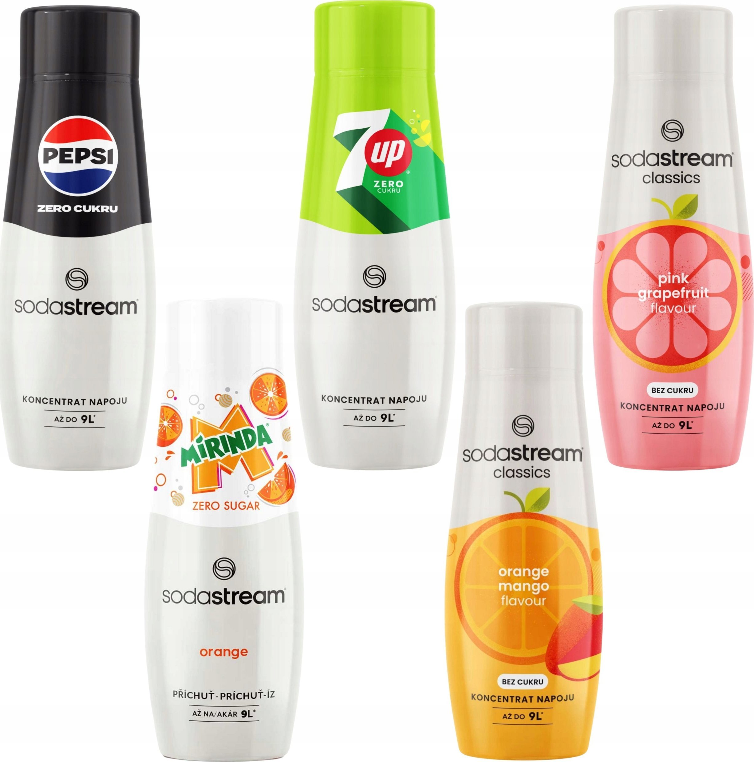 SODASTREAM 7Up Zero+ Orange-Mango+ Grape+ Pepsi Zero+ Mirinda Zero syropy