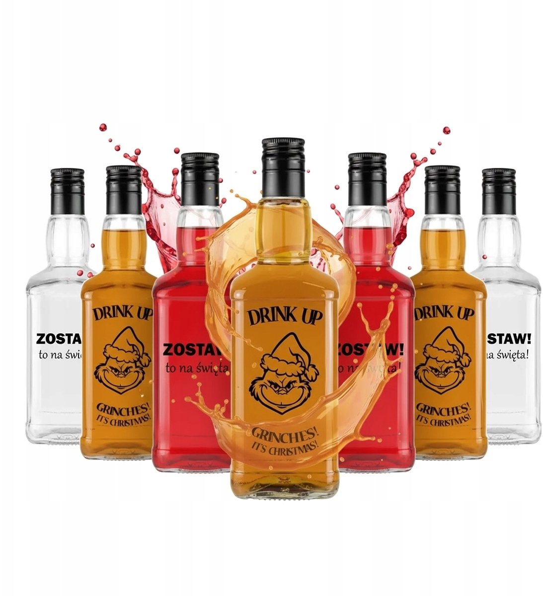 10x Butelki na Prezent Świąteczne DANIELS 500ml z nadrukiem na Nalewka 0,5l