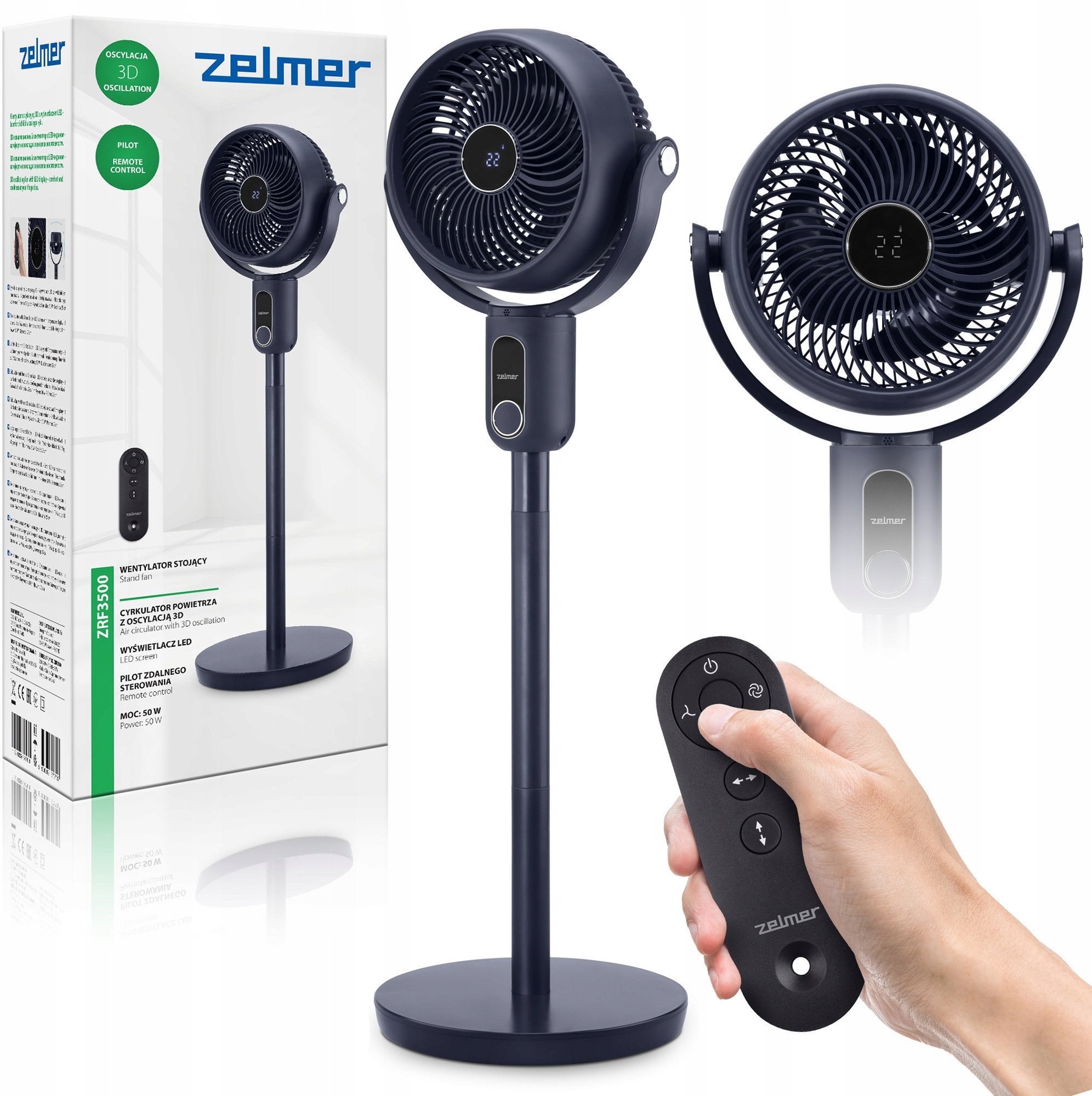 WENTYLATOR ZRF 3500 50W STOJĄCY (turbinowy) 25cm + PILOT