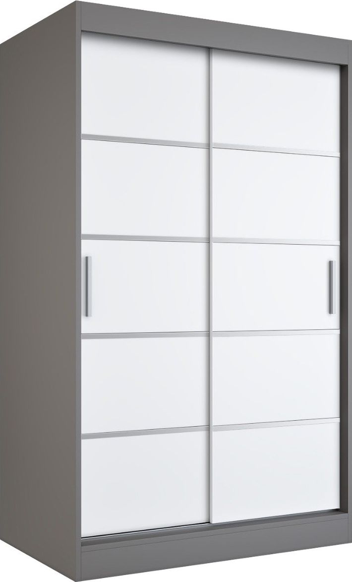 MKPOL Szafa przesuwna MODUO COMFORT 120 antracyt/biała mat z listwami