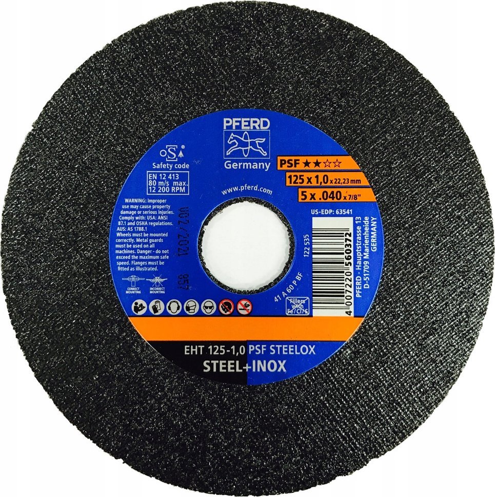 Tarcza Tnąca do Metalu Inox Nierdzewki EHT 125x1,0mm Pferd - 1szt