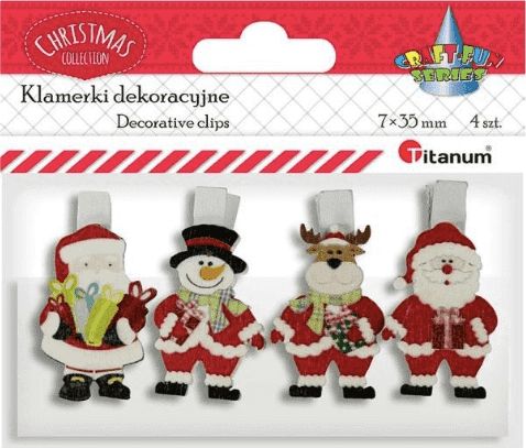 Titanum Klamerki drewniane z dekorem 4szt