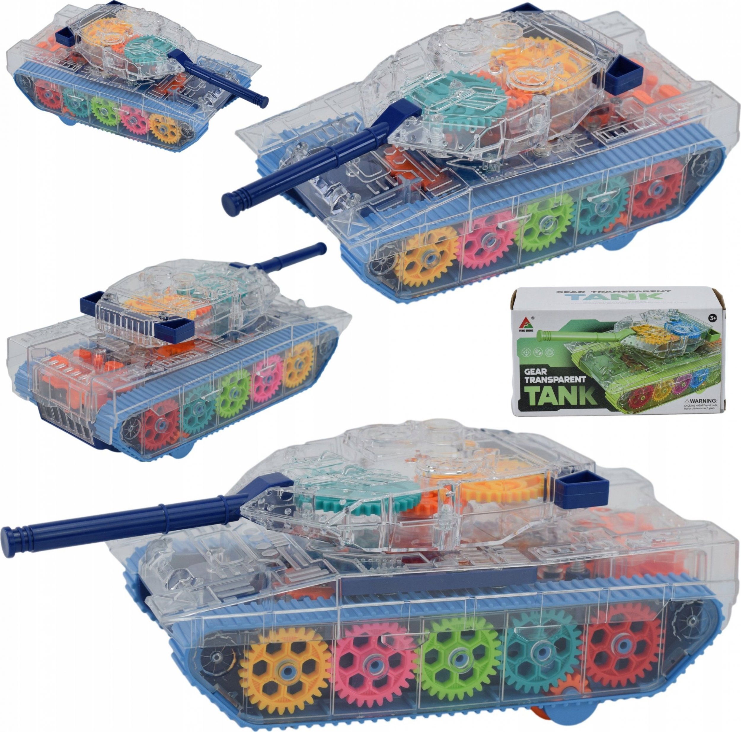 Skleplolki DLA DZIECI PRZEŹROCZYSTY CZOŁG ŚWIECI I JEŹDZI