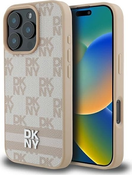 DKNY DKNY DKHCP16LPCPTSSP iPhone 16 Pro 6.3" różowy/pink hardcase Checkered Pattern & Printed Stripes