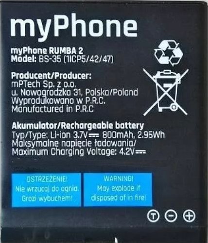 Nowa Bateria Oryginalna Myphone Rumba 2 Bs-35