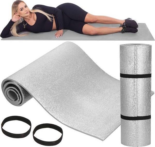 Springos Mata piankowa turystyczna 180x50 cm na biwak karimata z warstwą izolacyjną szara UNIWERSALNY