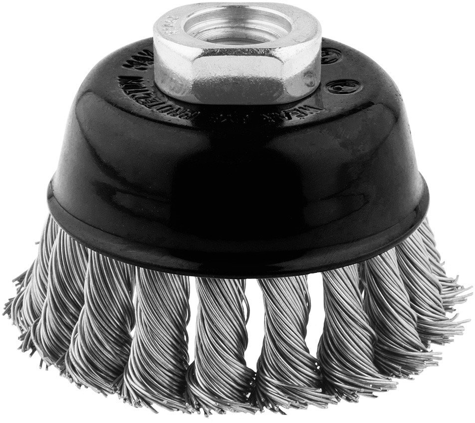 Szczotka druciana doczołowa 80 mm, drut skręcony, INOX, M14