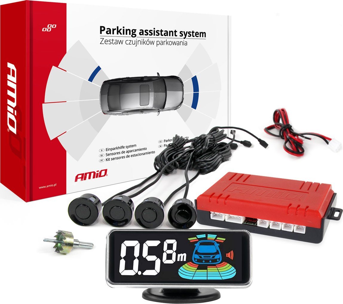 AMiO Czujniki parkowania cofania czarne led 3d amio-03185