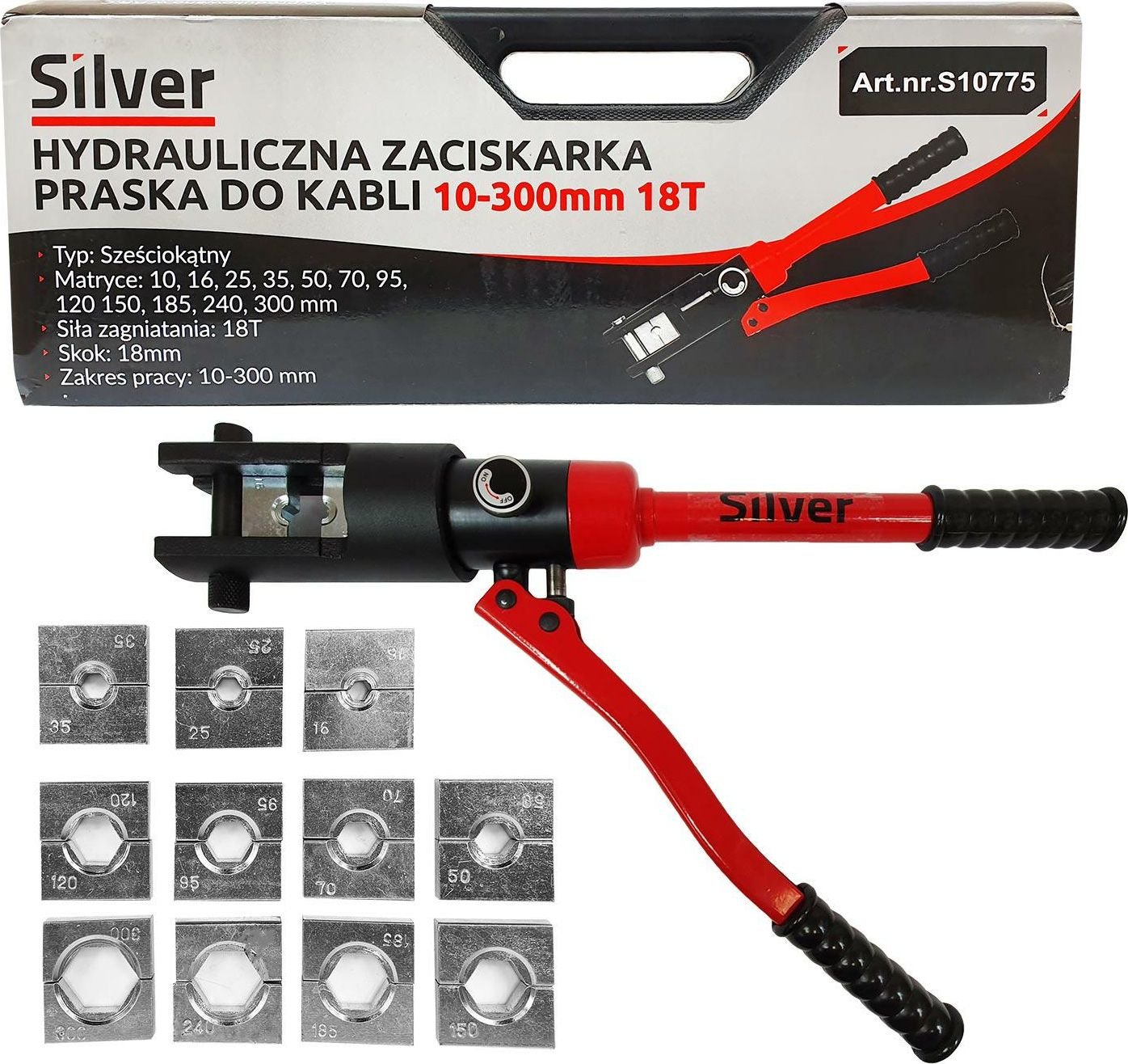 Silver ZACISKARKA HYDRAULICZNA DO KABLI 10-300mm 18 TON /SILVER EX10775