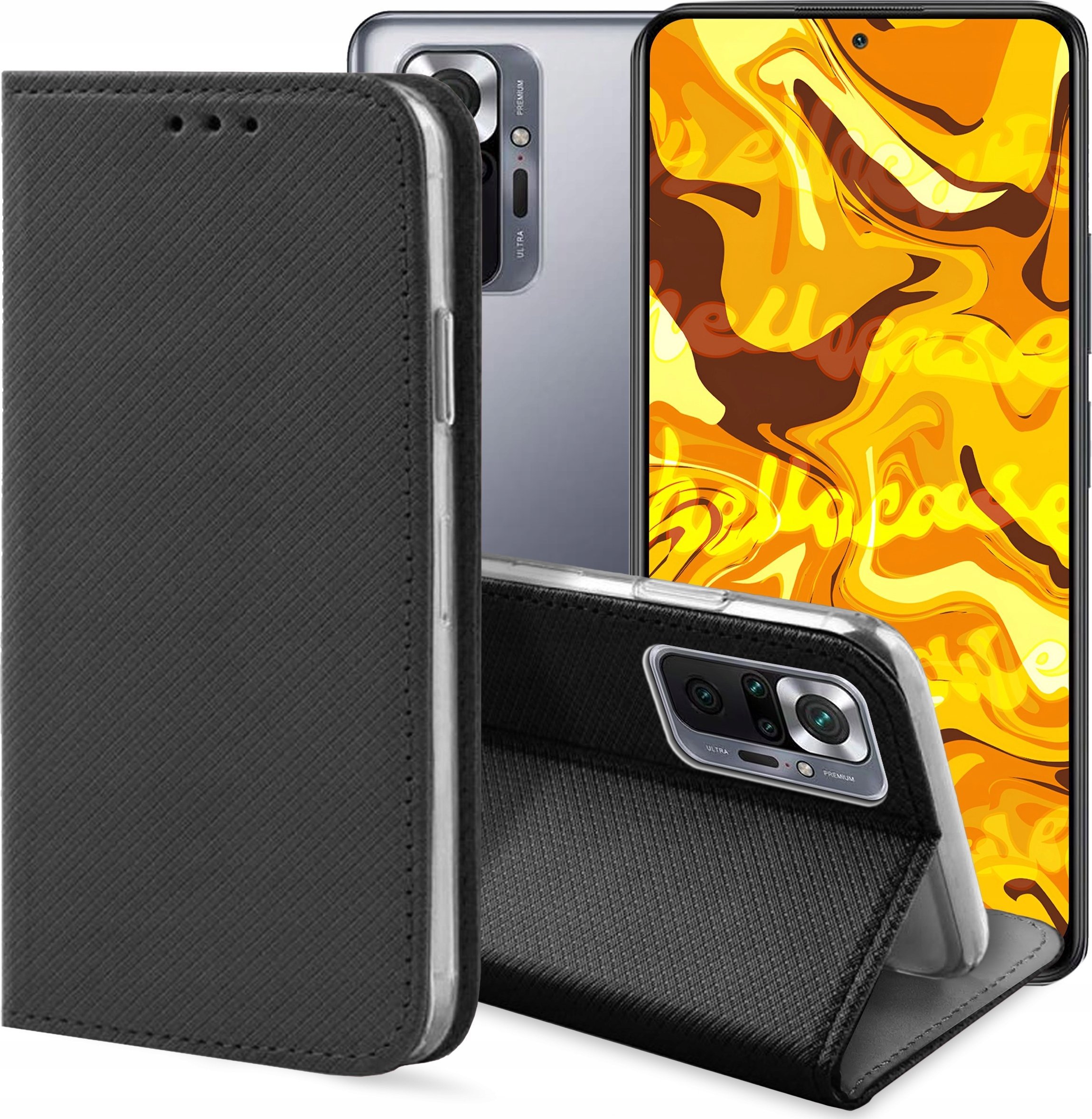 Hello Case ETUI Z KLAPKĄ DO REDMI NOTE 10 / 10 PRO MAX CZARNE ZAMYKANE MAGNETYCZNE